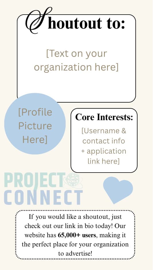 PCF Instagram story shoutout layout example